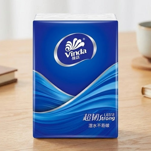 vinda ultra strong wet-resistant facial tissue paper white color soft pack china