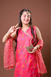 Girls formal clothes | Digital Print & Multicolor | Formal 3 Piece Suit  | Polyester Tussar Silk | GDD-03260