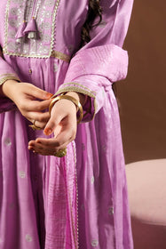 Girls formal clothes | Purple & Gold | Formal 3 Piece Suit | Viscose Raw-Silk | GDD-03152