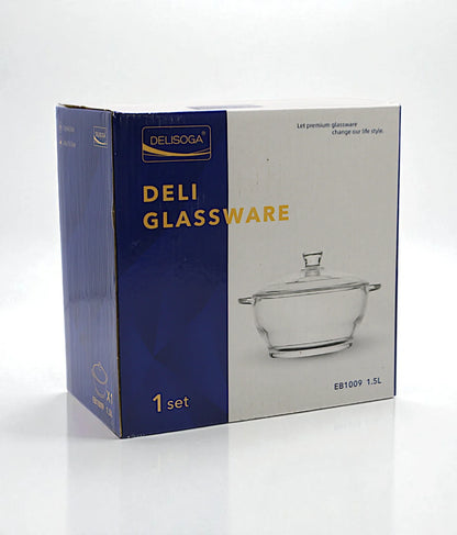 deli glass bowl & lid 1.5l large pak eb1009