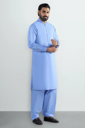 Sky Blue Cotton Shalwar Kameez