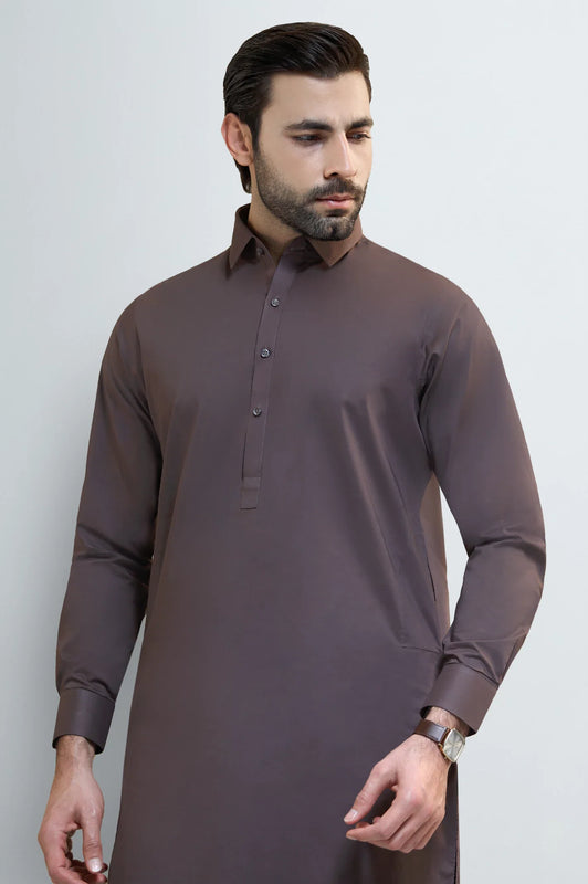 Coffee Brown Cotton Shalwar Kameez