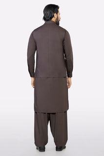 Coffee Brown Shalwar Kameez with Waistcoat