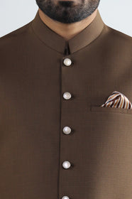 Dark Brown Shalwar Kameez with Waistcoat