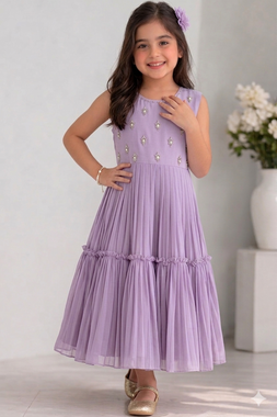 Kids formal clothes | Purple & Gold | Formal 3 Piece Suit | Viscose Chambray Katan | KDD-03359